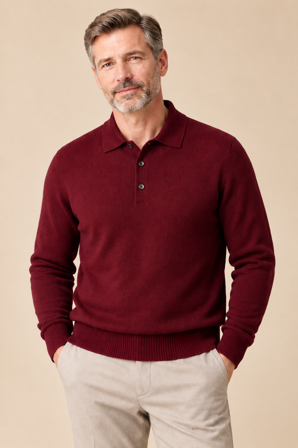 Men’s 100% Mink Cashmere Knitted Polo Jumper