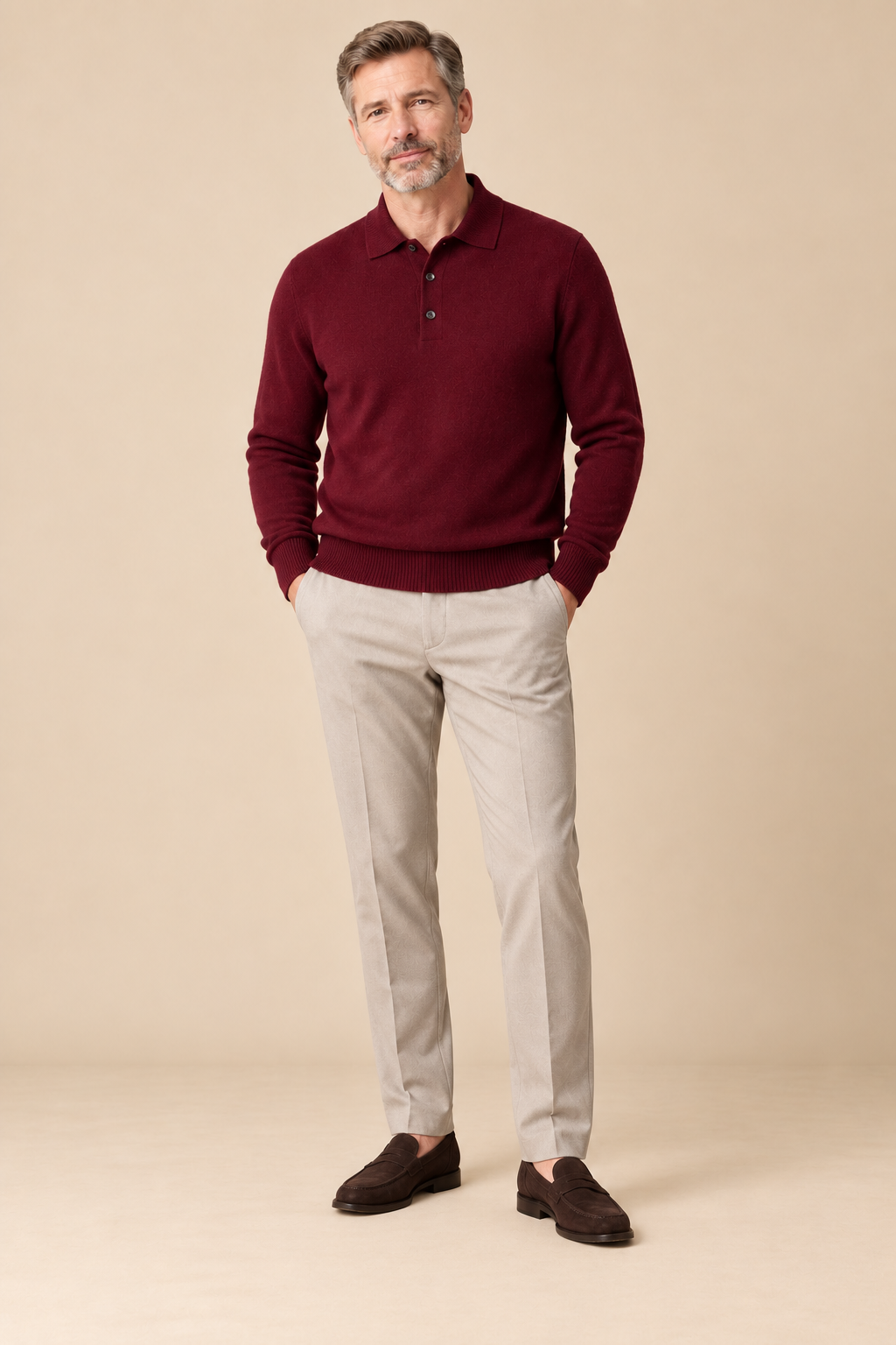 Men’s 100% Mink Cashmere Knitted Polo Jumper