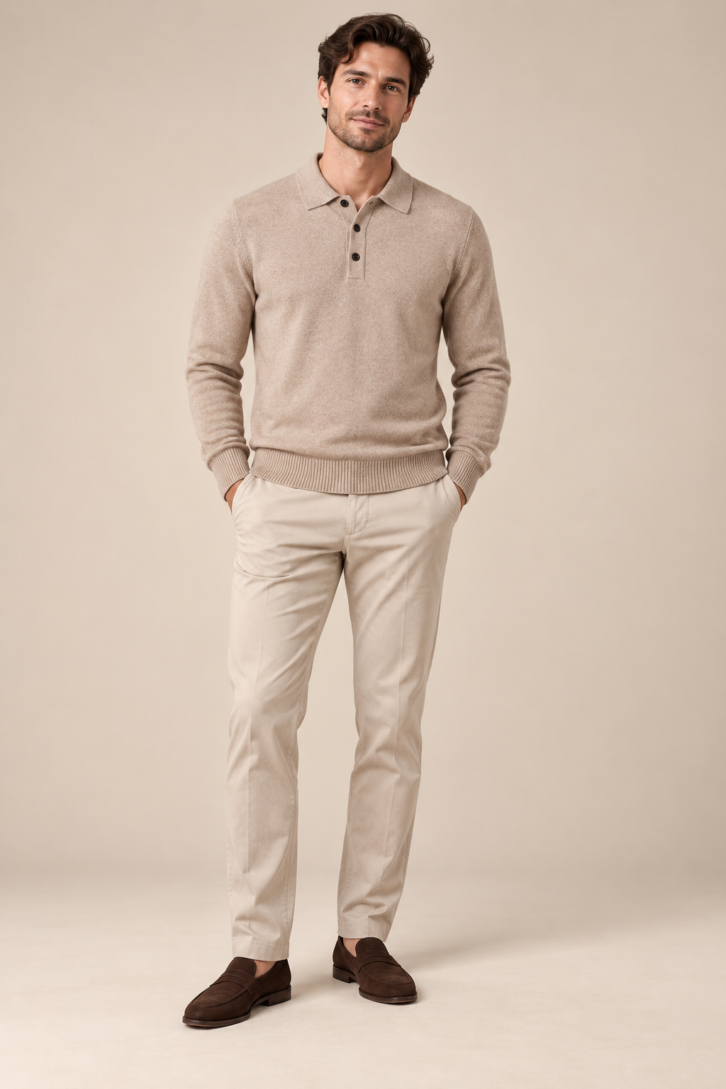 Men’s 100% Mink Cashmere Knitted Polo Jumper