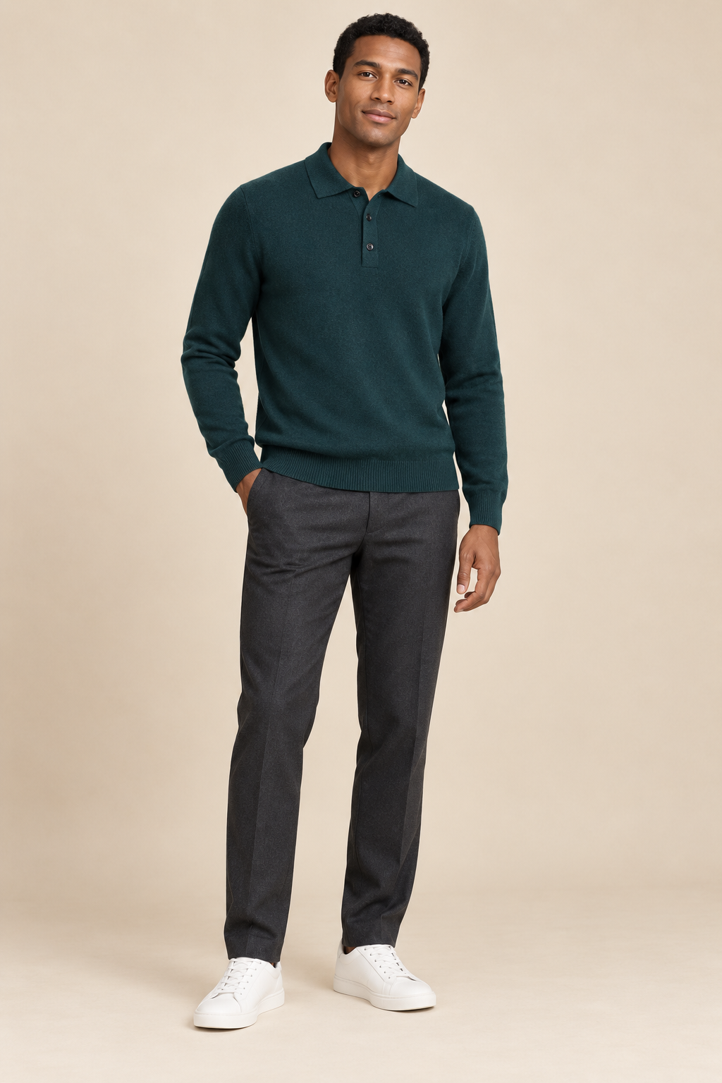 Men’s 100% Mink Cashmere Knitted Polo Jumper