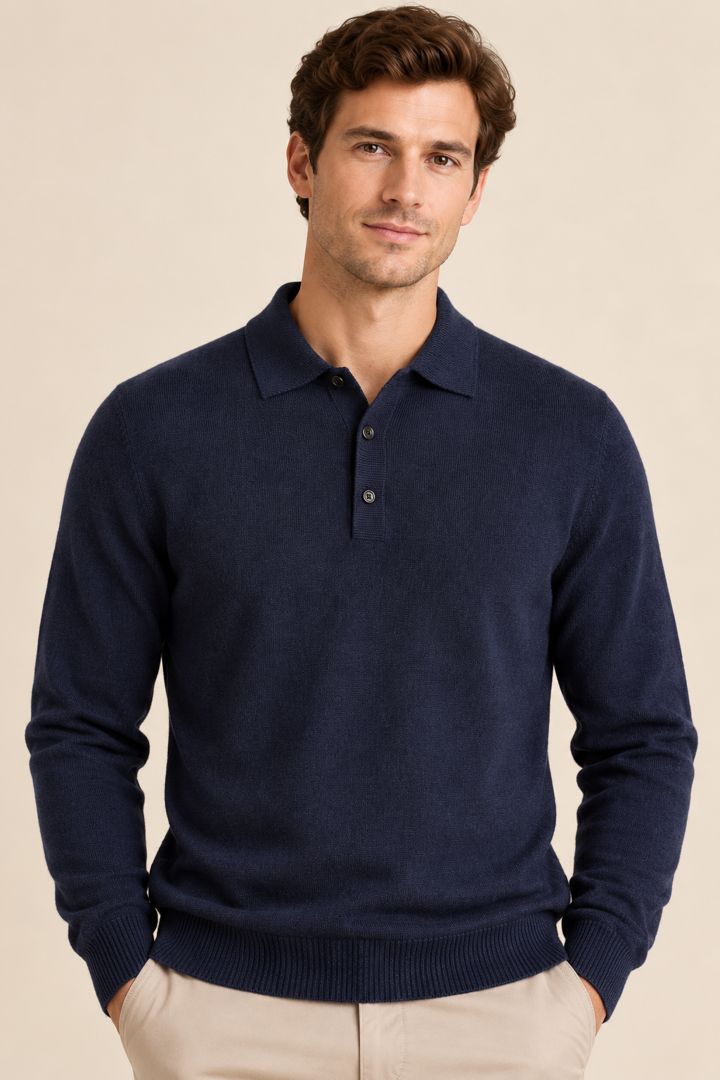 Men’s 100% Mink Cashmere Knitted Polo Jumper