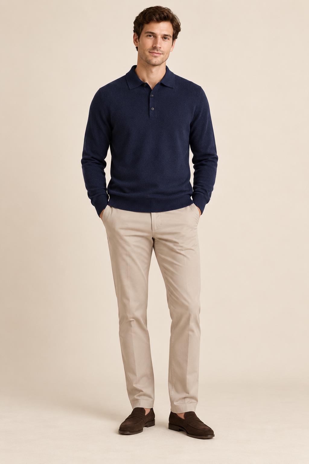 Men’s 100% Mink Cashmere Knitted Polo Jumper
