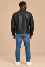 Men’s Sheepskin Leather Jacket with Stand Collar