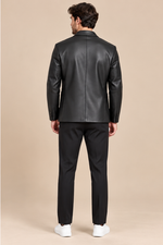 Men’s Genuine Sheepskin Leather Jacket with Turn-Down Collar