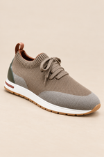Men’s Virgin Wool Knit Trainers with Calf Leather Trim