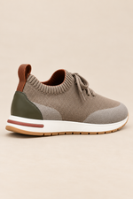 Men’s Virgin Wool Knit Trainers with Calf Leather Trim