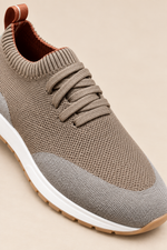 Men’s Virgin Wool Knit Trainers with Calf Leather Trim