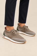 Men’s Virgin Wool Knit Trainers with Calf Leather Trim