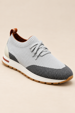Men’s Virgin Wool Knit Trainers with Calf Leather Trim