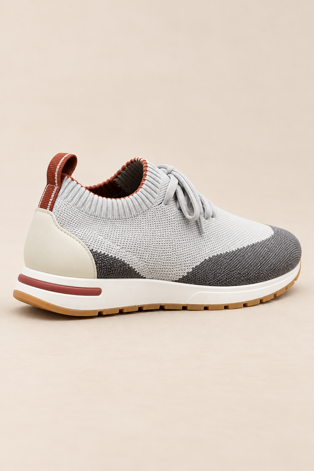 Men’s Virgin Wool Knit Trainers with Calf Leather Trim