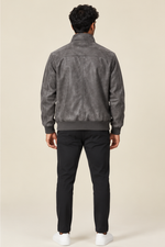 Men’s genuine Leather Bomber Jacket with Stand Collar