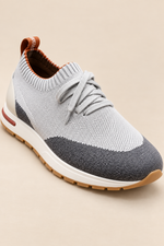 Men’s Virgin Wool Knit Trainers with Calf Leather Trim