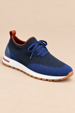Men’s Virgin Wool Knit Trainers with Calf Leather Trim