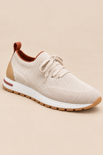 Men’s Virgin Wool Knit Trainers with Calf Leather Trim