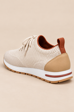 Men’s Virgin Wool Knit Trainers with Calf Leather Trim