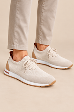 Men’s Virgin Wool Knit Trainers with Calf Leather Trim