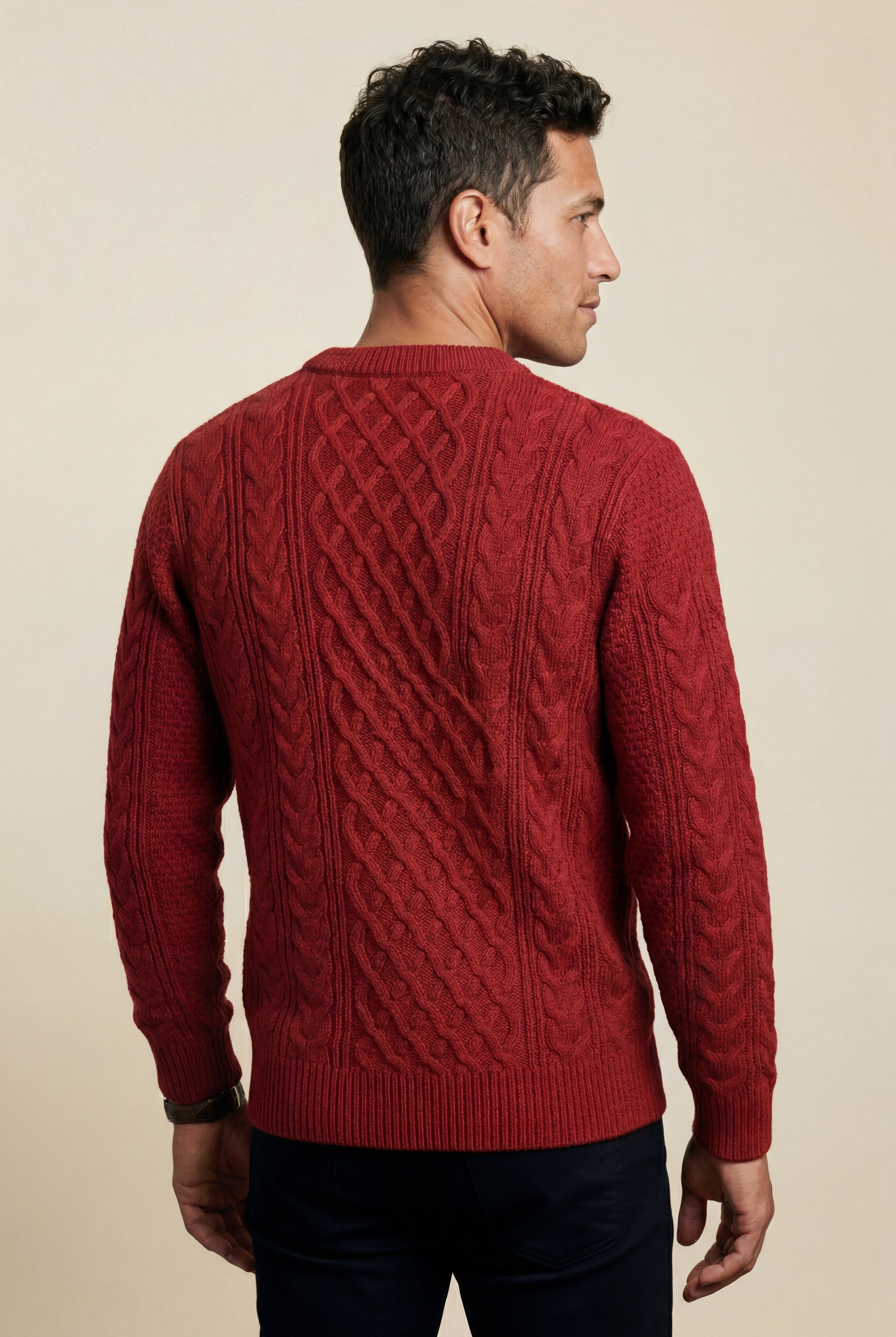 A classic jumper for cold days – Long-sleeved cable-knit jumper for men