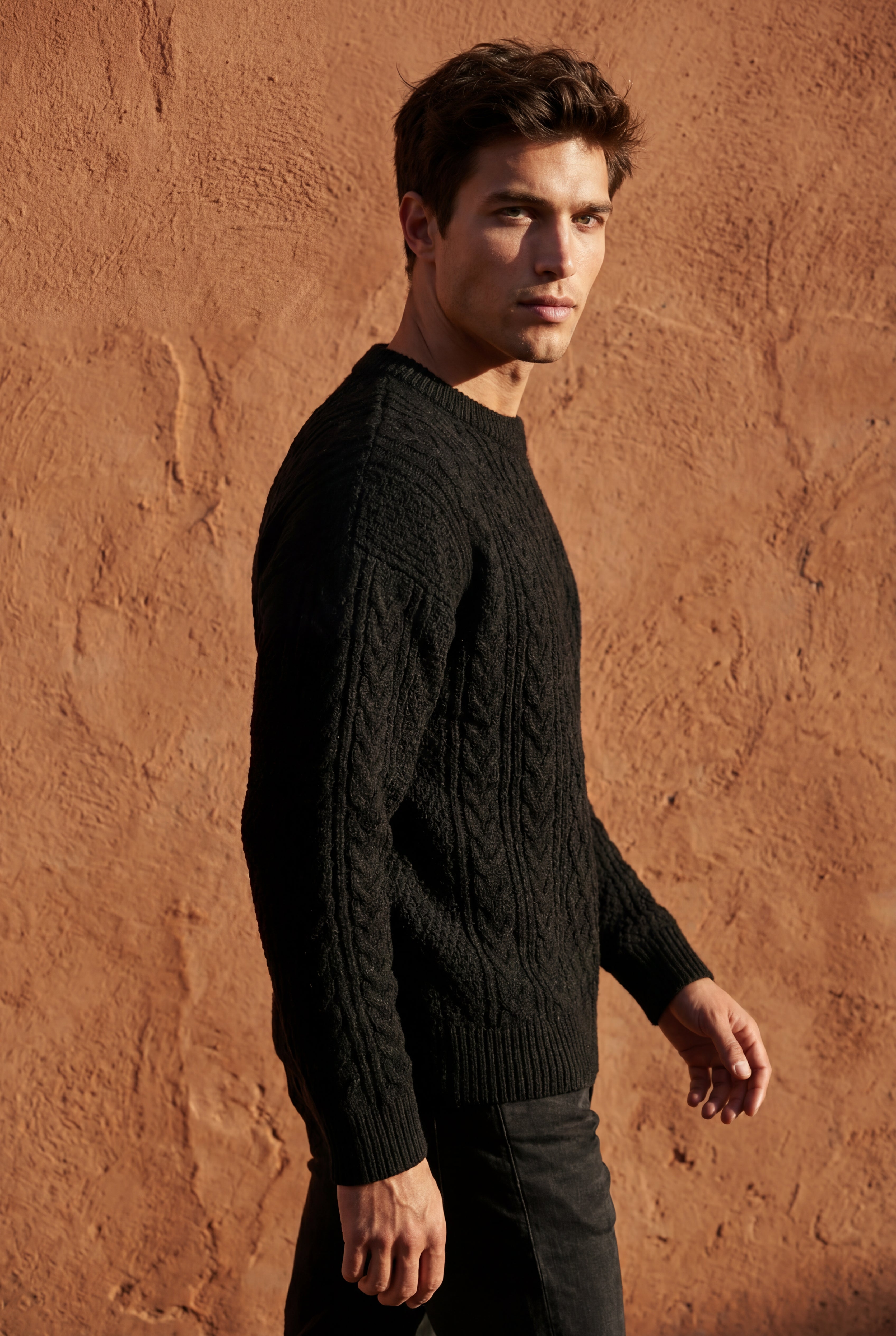 A classic jumper for cold days – Long-sleeved cable-knit jumper for men