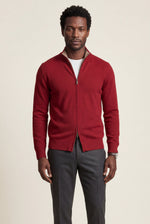 Men's Textured Knit Zip Up Cardigan