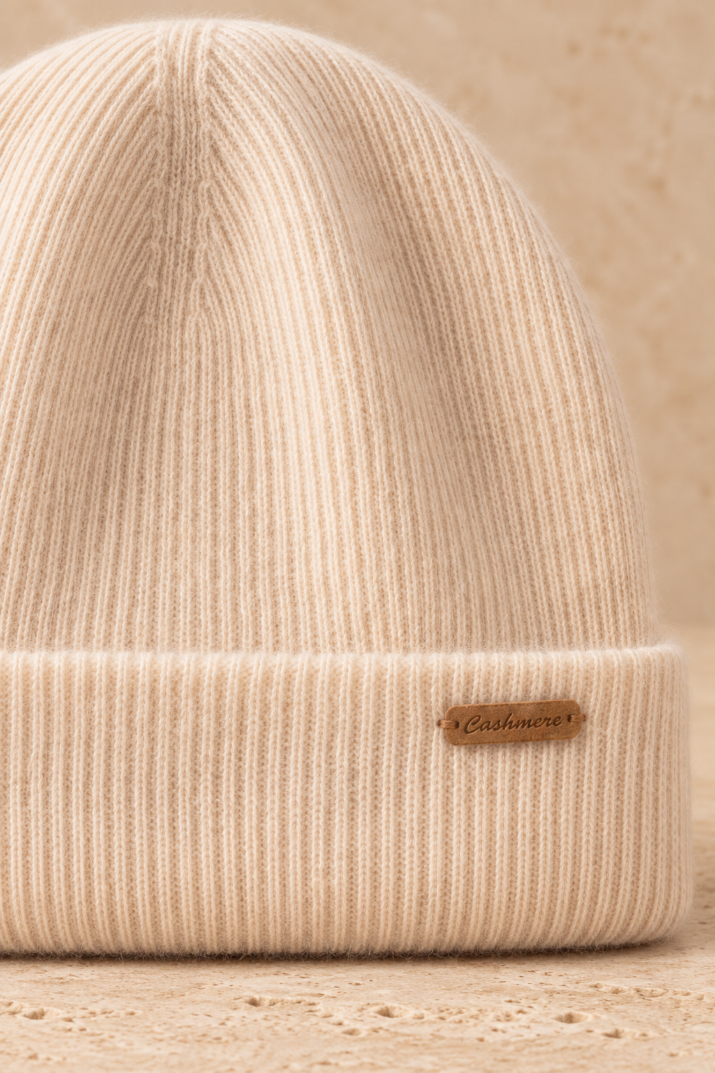 Men’s 100% Cashmere Ribbed Double-Layer Beanie Hat