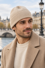 Men’s 100% Cashmere Ribbed Beanie Hat