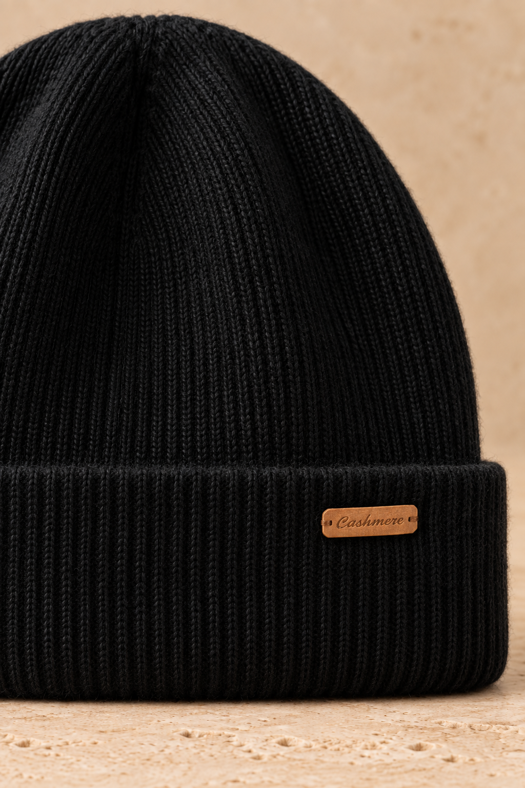 Men’s 100% Cashmere Ribbed Double-Layer Beanie Hat