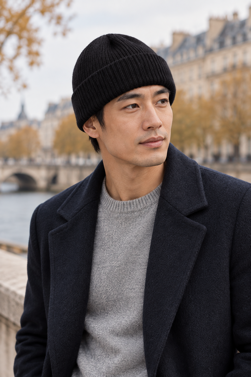 Men’s 100% Cashmere Ribbed Beanie Hat