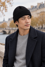 Men’s 100% Cashmere Ribbed Beanie Hat
