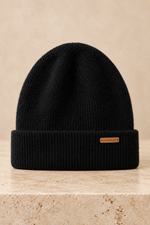 Men’s 100% Cashmere Ribbed Double-Layer Beanie Hat