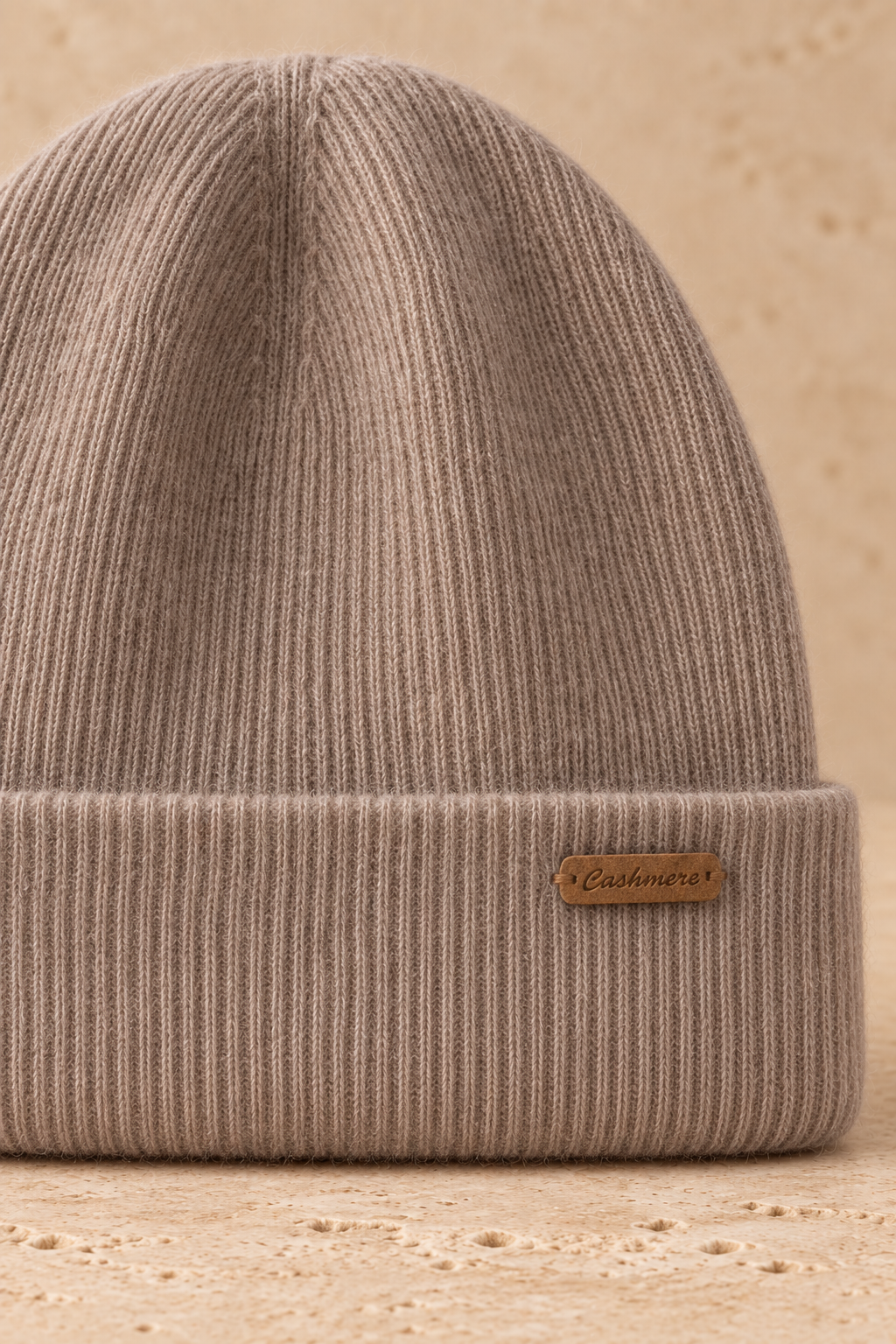 Men’s 100% Cashmere Ribbed Double-Layer Beanie Hat
