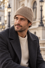 Men’s 100% Cashmere Ribbed Beanie Hat