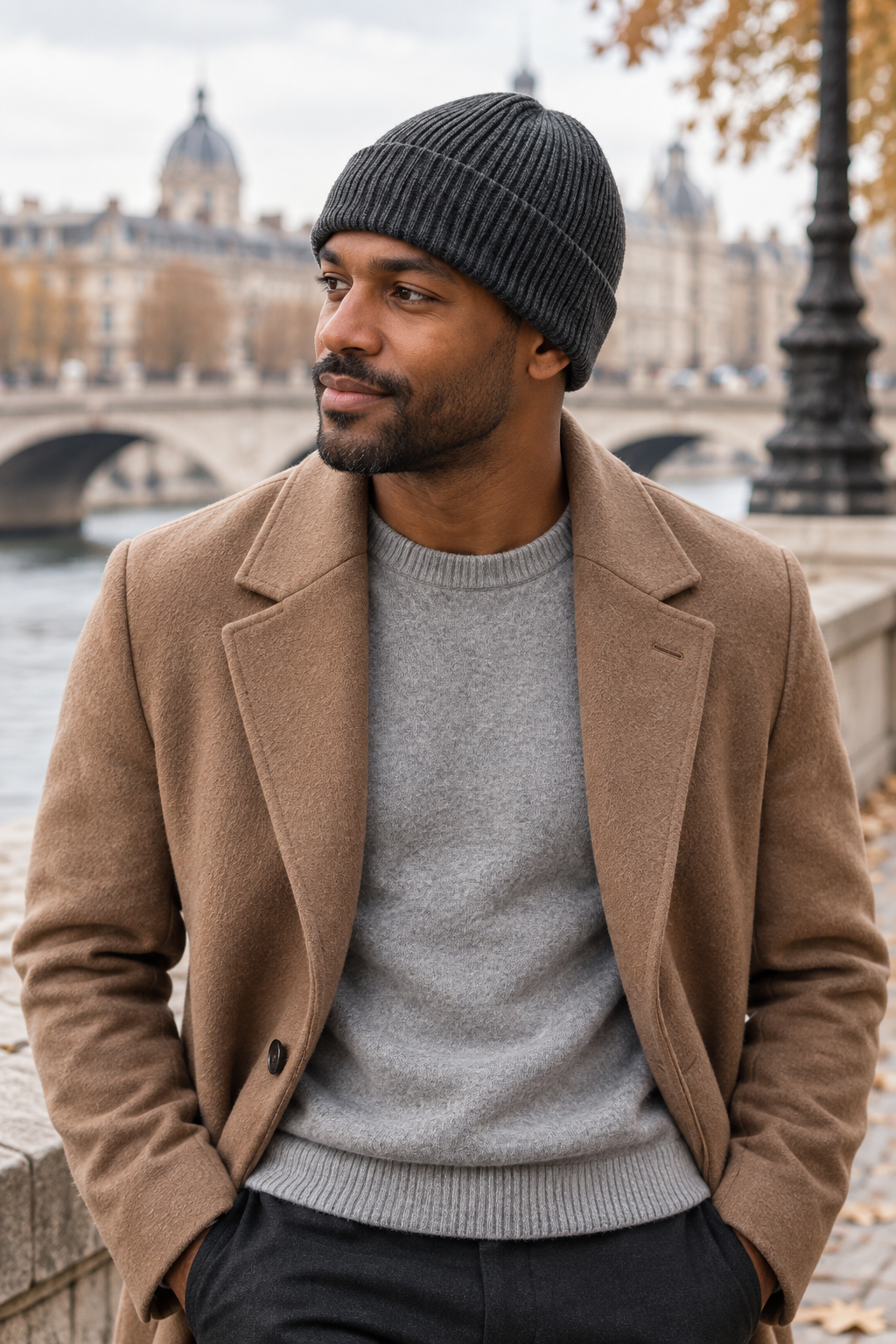 Men’s 100% Cashmere Ribbed Beanie Hat