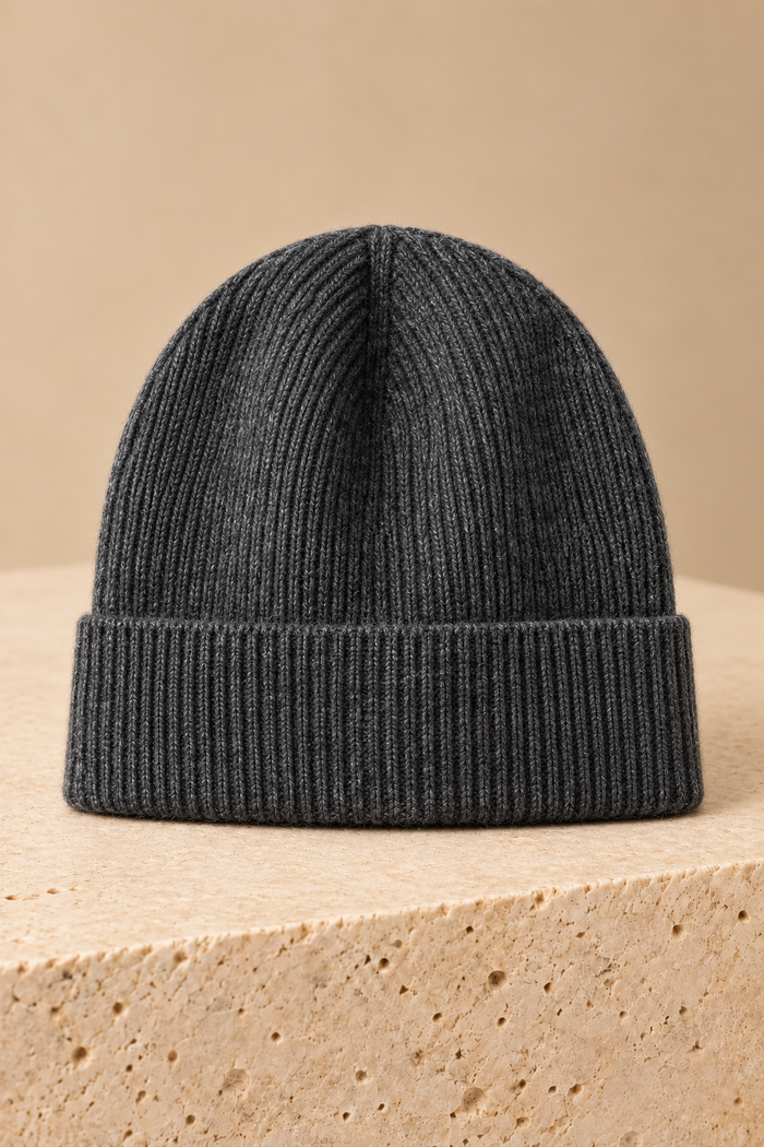 Men’s 100% Cashmere Ribbed Beanie Hat