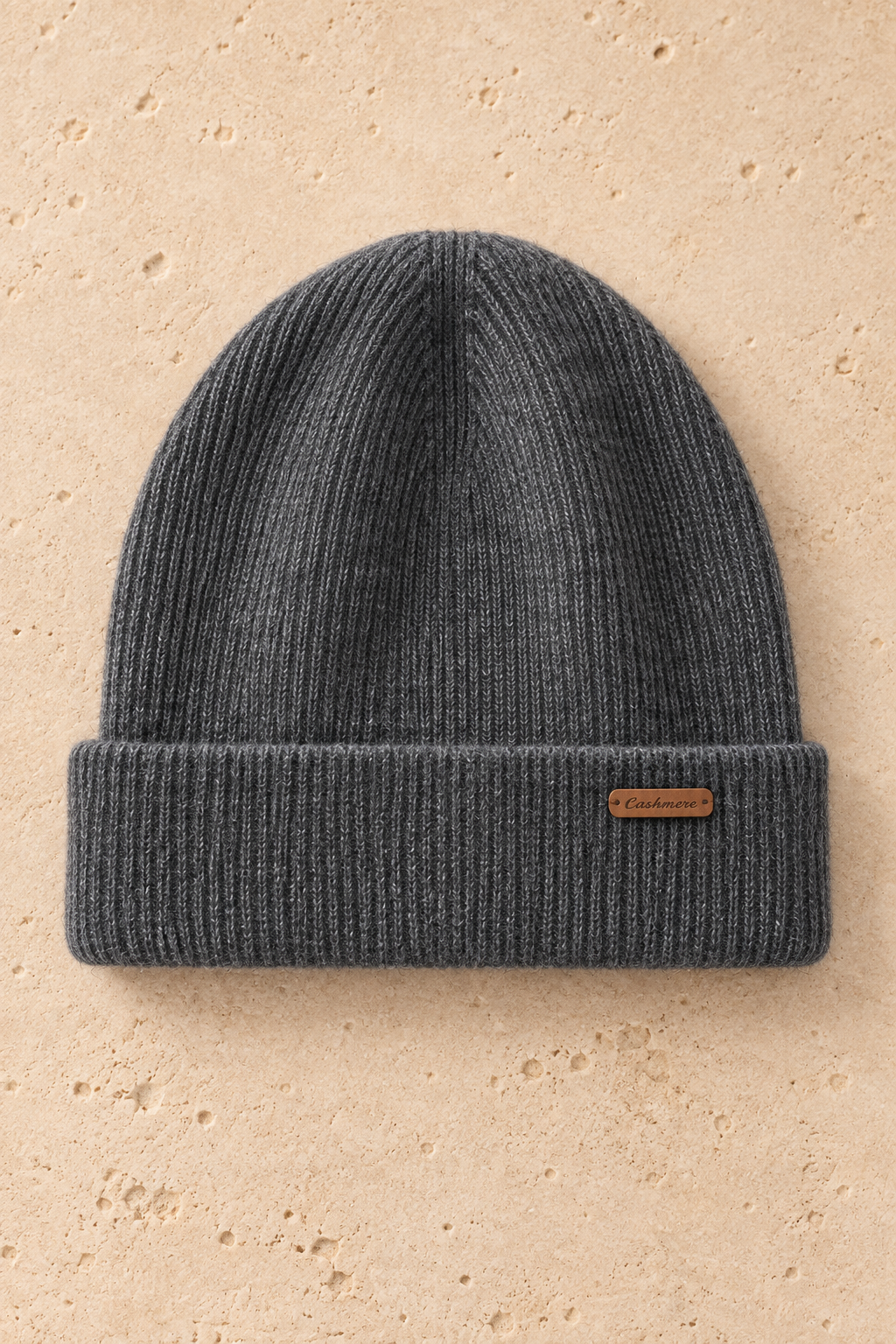 Men’s 100% Cashmere Ribbed Double-Layer Beanie Hat