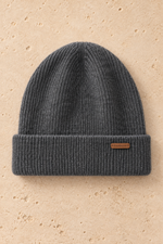 Men’s 100% Cashmere Ribbed Double-Layer Beanie Hat