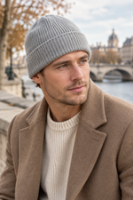 Men’s 100% Cashmere Ribbed Beanie Hat