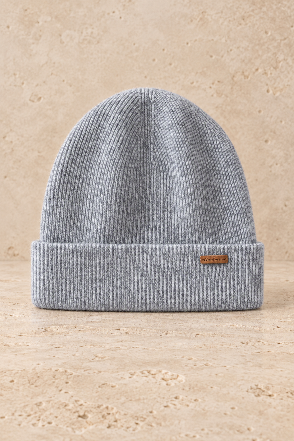 Men’s 100% Cashmere Ribbed Double-Layer Beanie Hat