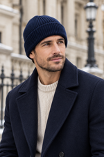 Men’s 100% Cashmere Ribbed Beanie Hat