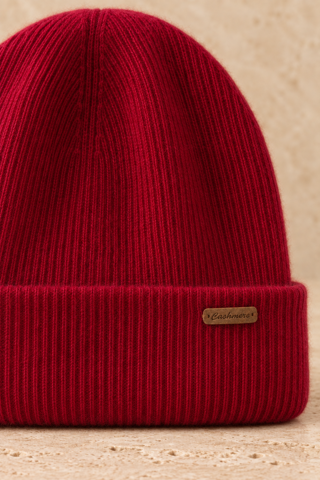 Men’s 100% Cashmere Ribbed Double-Layer Beanie Hat