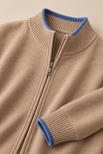 Men’s 100% Merino Wool Patchwork-Knit Full-Zip Cardigan