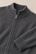 Men’s 100% Merino Wool Patchwork-Knit Full-Zip Cardigan