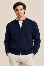 Men’s 100% Merino Wool Patchwork-Knit Full-Zip Cardigan