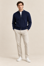 Men’s 100% Merino Wool Patchwork-Knit Full-Zip Cardigan