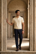 Men's Short Sleeve Knitted Polo Shirt in Tailored Fit