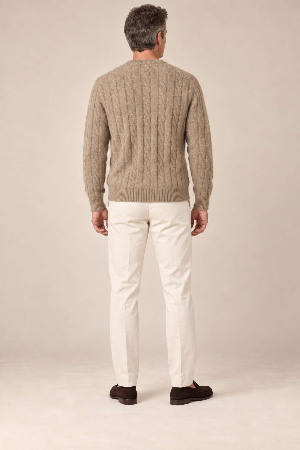 Men’s 100% Pure Cashmere Cable-Knit Crew-Neck Jumper
