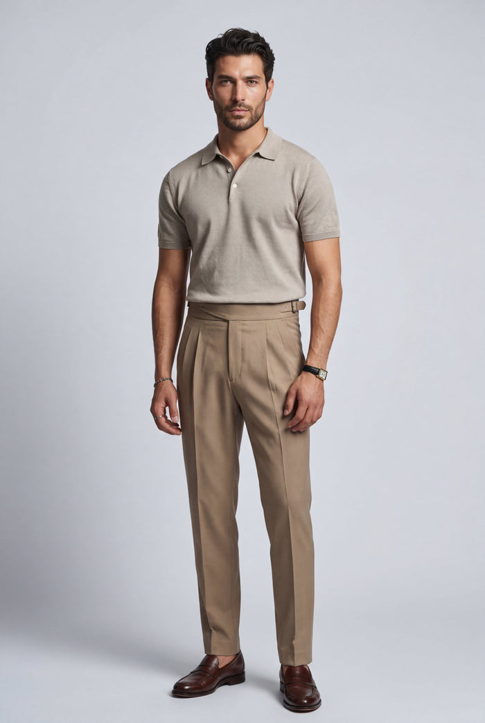 Men's Short Sleeve Knitted Polo Shirt in Tailored Fit