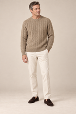 Men’s 100% Pure Cashmere Cable-Knit Crew-Neck Jumper