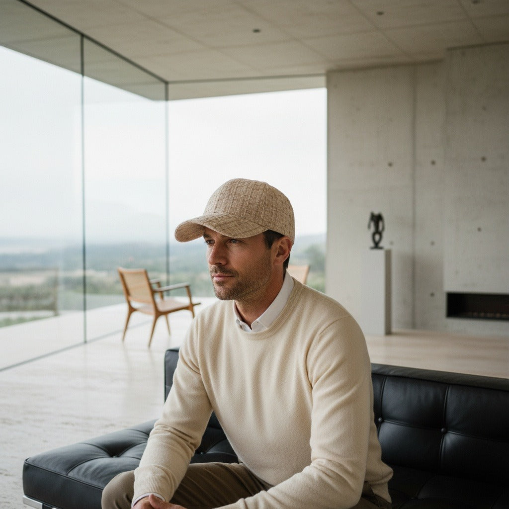 Men’s Textured Baseball Cap with Curved Brim