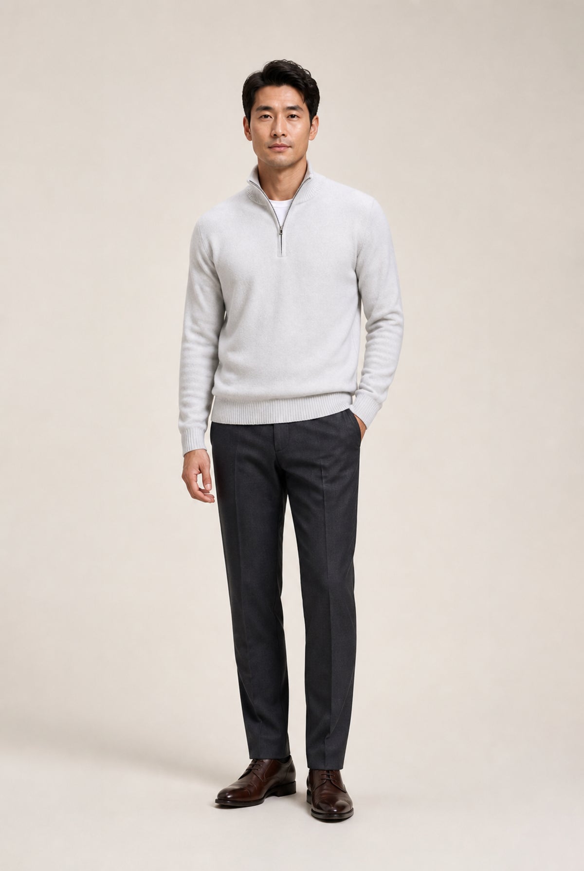 Men's Zip Neck Jumper with Long Sleeves