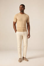 Men's Knitted T-Shirt with Crew Neck and Textured Finish